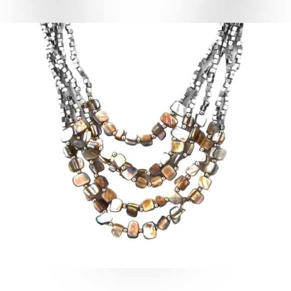 COPY - NWT Paua shell/glass seed beaded multi-strand boho 22" necklace, wrap br… - Picture 4 of 7